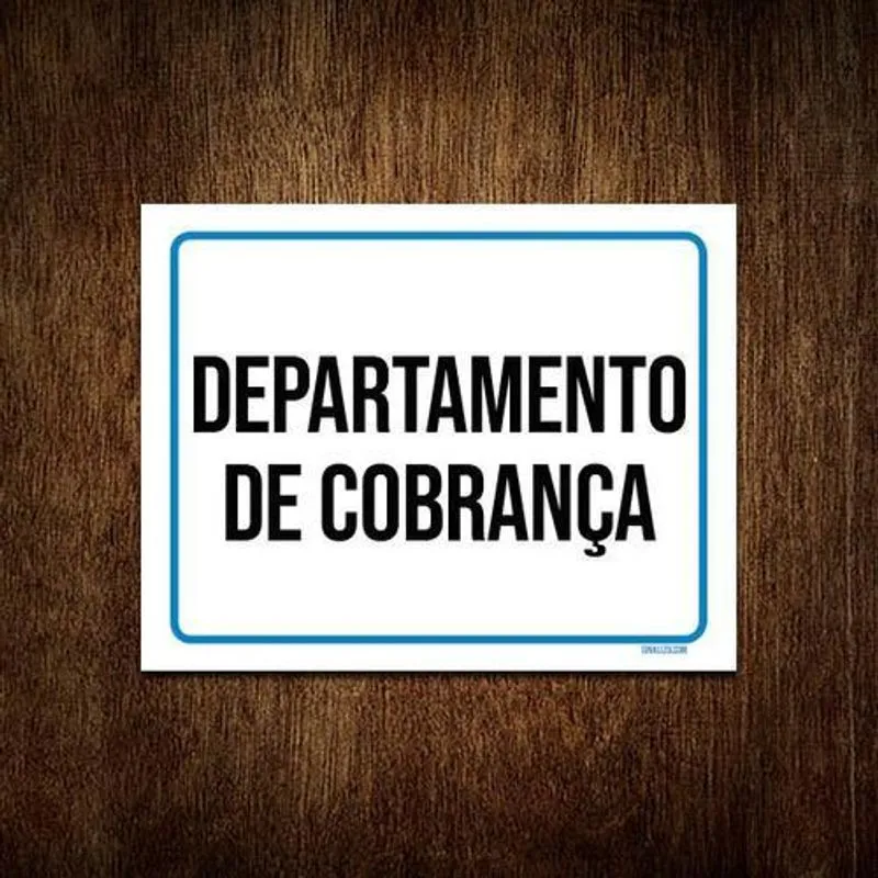 Placa Sinalização Ambiente Departamento Cobrança 27x35