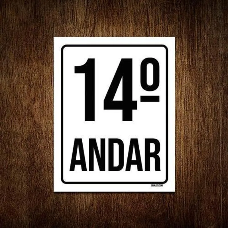 Placa Sinalização Ambiente Identificação 14º Andar 27x35
