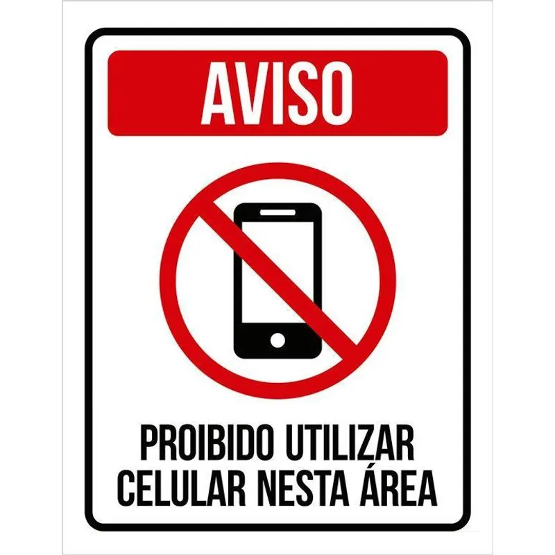 Placa Proibido Uso De Celular Nesta Área Condomínio 27x35