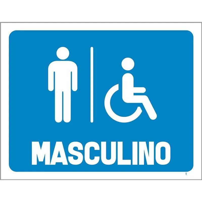 Placa De Banheiro Masculino Acessibilidade Deficiente 27x35