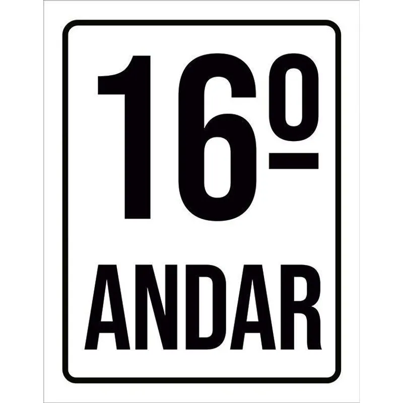 Placa Sinalização Ambiente Identificação 16º Andar 27x35