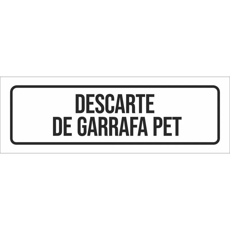 Placa De Sinalização Setor - Descarte De Garrafa Pet-23X9