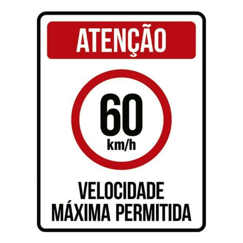 Kit 10 Placas Velocidade Máxima 60km Máximo 36x46