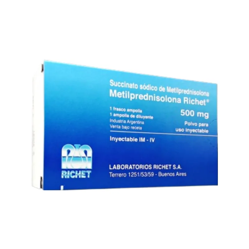 Metilprednisolona Richet 500 mg Inyección Frasco Ampolla + 1 Ampolla Solvente