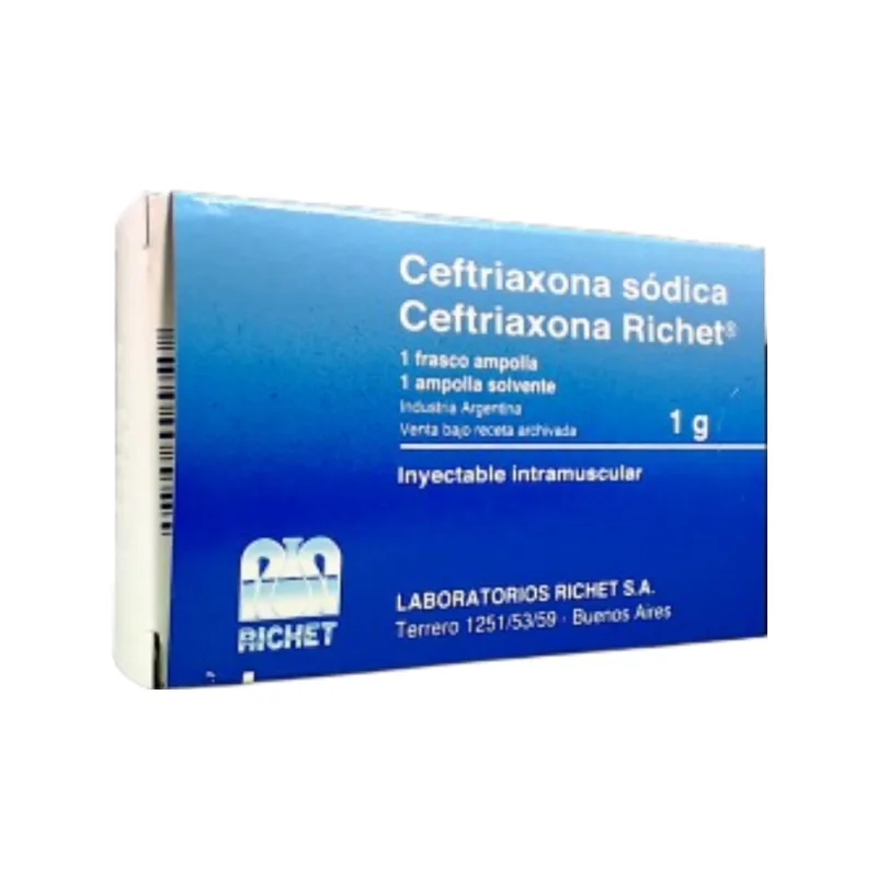 Ceftriaxona Richet Ceftriaxona 1 g Intramuscular x 1 Frasco Ampolla + 1 Ampolla Solvente