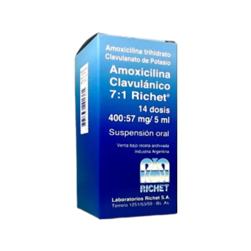 Amoxicilina Clavulanico 7:1 400/57.5 mg Suspensión x 70 ml