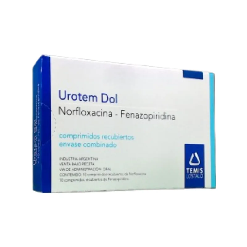 Urotem Dol Norfloxacina + Fenazopiridina x 10 + 10 Comp Envase combinado