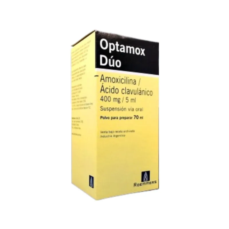 Optamox Duo Amoxicilina + Acido Clavulánico 400mg/5ml Suspensión x 70 ml