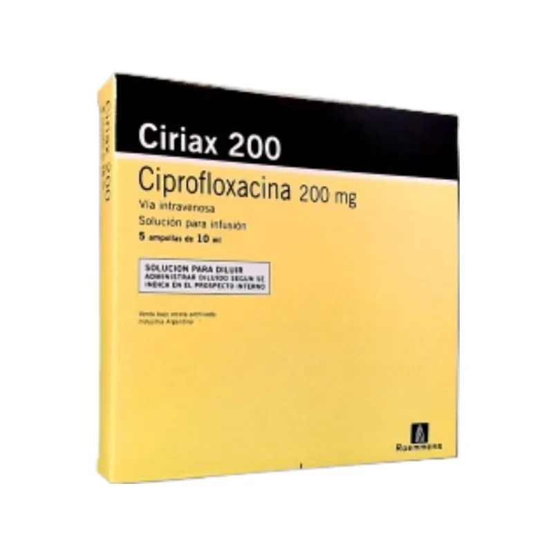 Ciriax Ciprofloxacina 200 mg Inyectable Ampolla x 5 x 10 ml