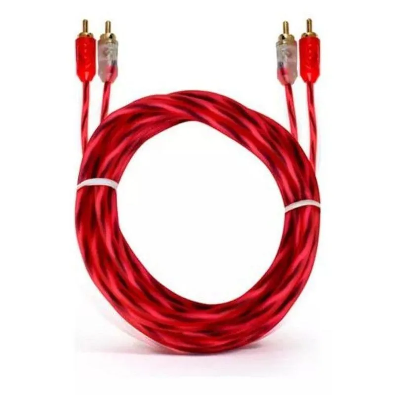 Kit 100 Cabos RCA E-Tech Cabo RCA Resistente 1m Injetado 4mm Cristal Matte Vermelho para Áudio