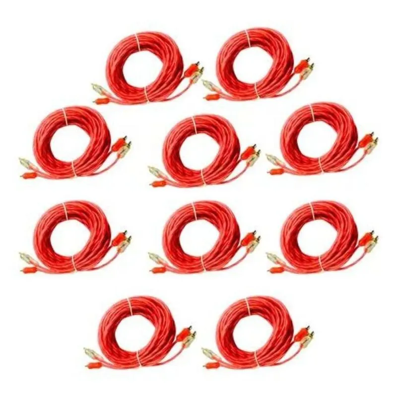 10 Cabos Rca Cristal Matte Som Automotivo 5m Injetado 4mm
