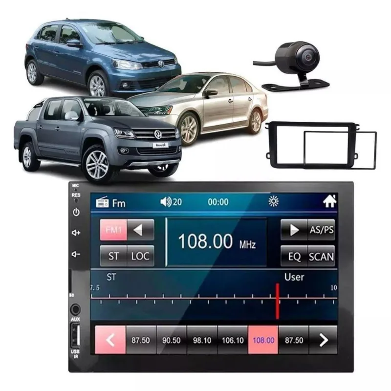 Central Multimídia Jetta 2007-17 Câmera Ré Bluetooth Espelha