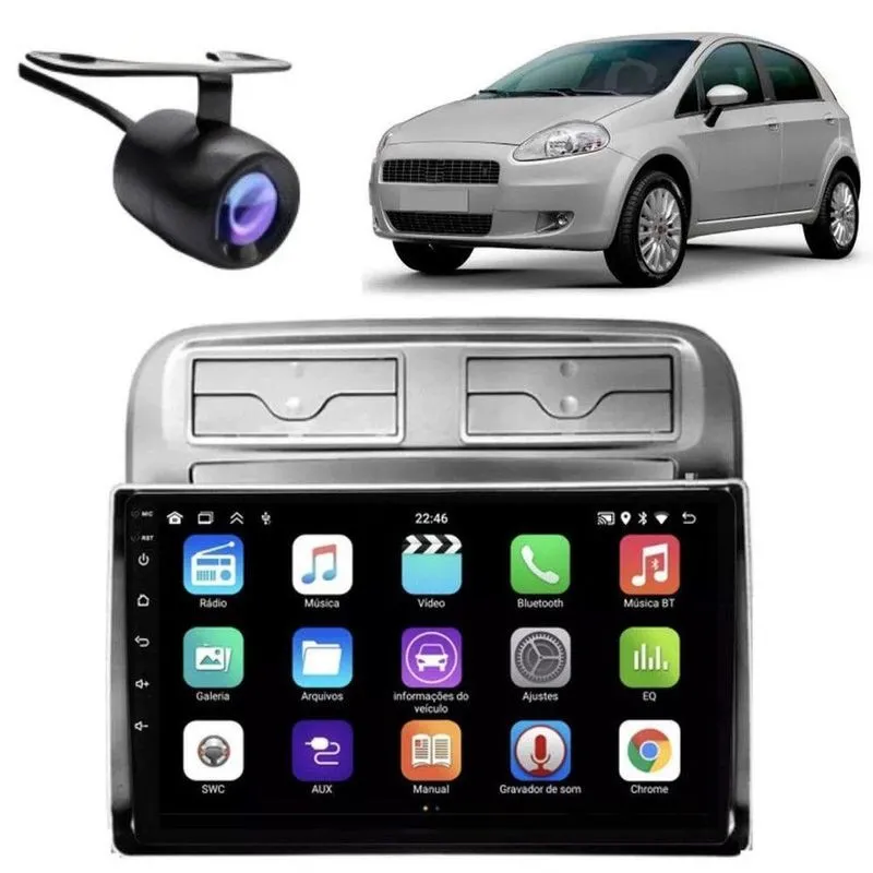 Central Multimídia Automotiva 2 Din E-tech Premium Android 13 9" Wi-Fi Bluetooth GPS Preto Fiat