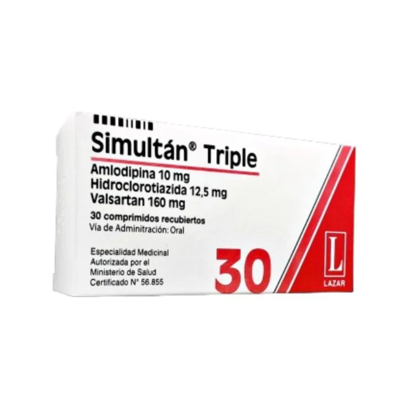 Simultan Triple Valsartán + Hidrocloroti. + Amlodip. 160/12.5/10 x 30 Comp Recubiertos