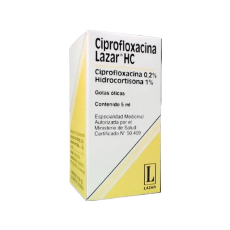 Ciprofloxacina Lazar Hc Ciprofloxacina + Hidrocortisona Gotas Oticas x 5 ml