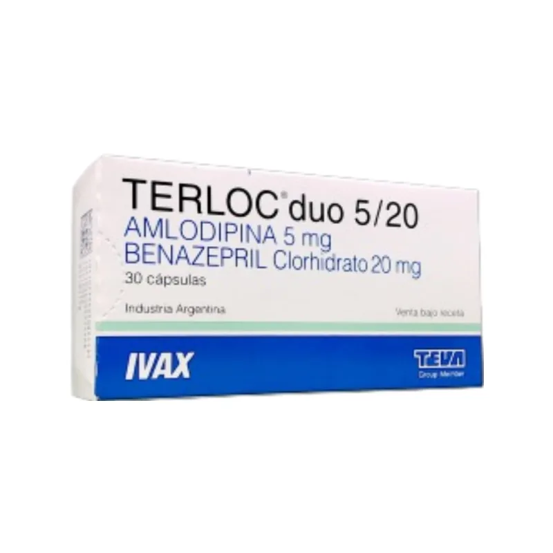 Terloc Duo Amolodipina + Benazepril 5/20 mg x 30 Cáps
