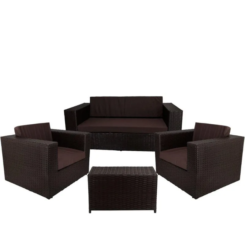 Conjunto De Poltronas E Mesa Classe A Marrom Tabaco