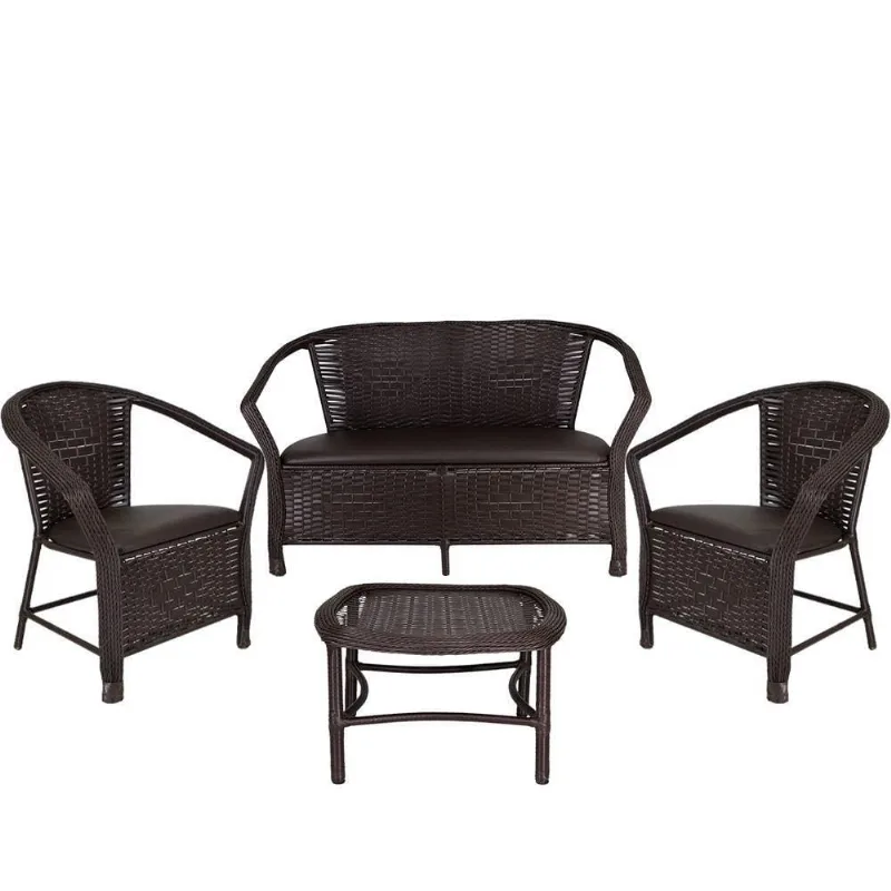 Conjunto De Poltronas E Mesa Marrom Tabaco Navegantes
