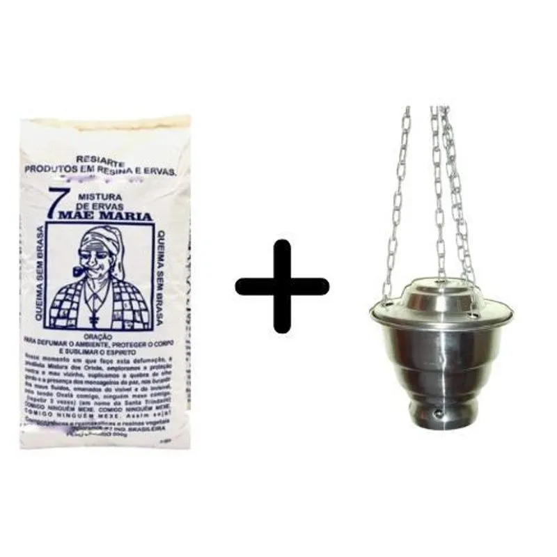 Kit Turíbulo Em Alumínio + Defumador Mãe Maria