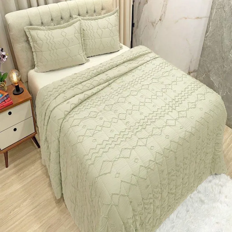 Cobre Leito Queen Bouke Dupla Face 3pçs Palha