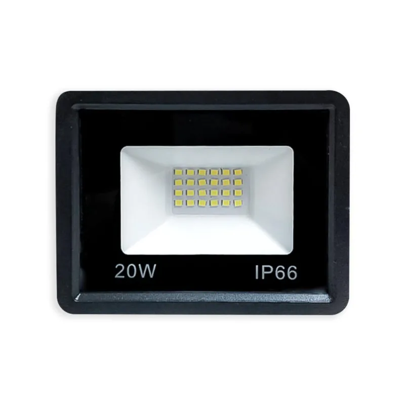 Kit 5 Refletores Led Slim/Fino Alumínio Preto 20W Branco