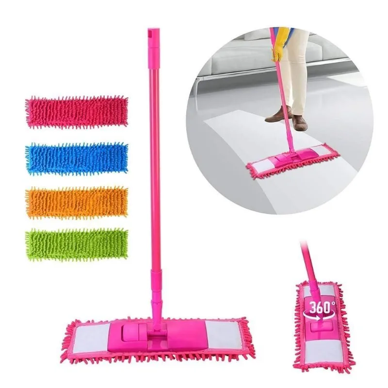 Vassoura Mop Esfregão para Limpeza Microfibra com Base Articulada Azul Yeet