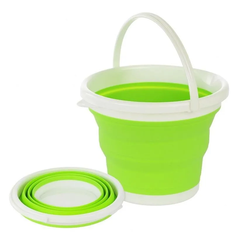 Balde Flexível De Silicone Dobrável 10l Multiuso Para Roupa E Água