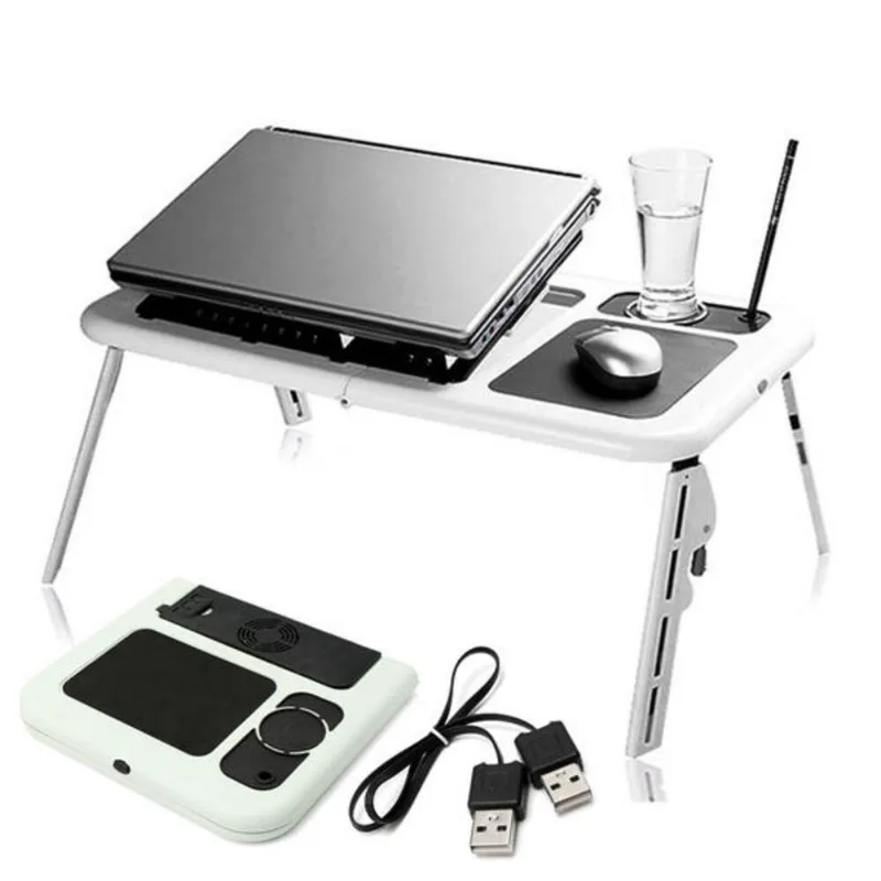 Mesa para Notebook Dobrável 2 Coolers USB Regulável Ergonômico Preto Yeet 54.5CM