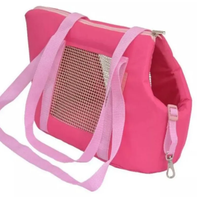 Bolsa Transporte Para Cachorro Gato Resistente Macia Nylon Rosa