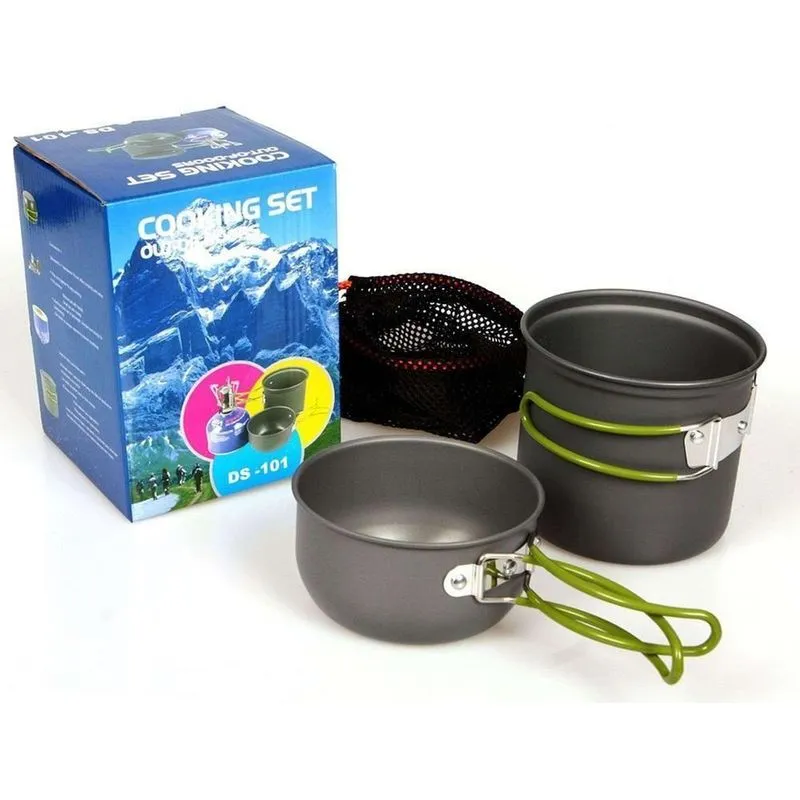 Kit Panelas Camping 2 Peças Alumínio Dobrável Compacto Leve