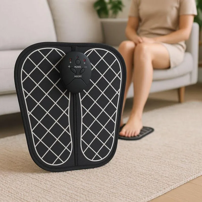 Tapete Massageador Elétrico Retangular Com Tecnologia Ems E Sistema Magnético Para Pés Preto Yeet