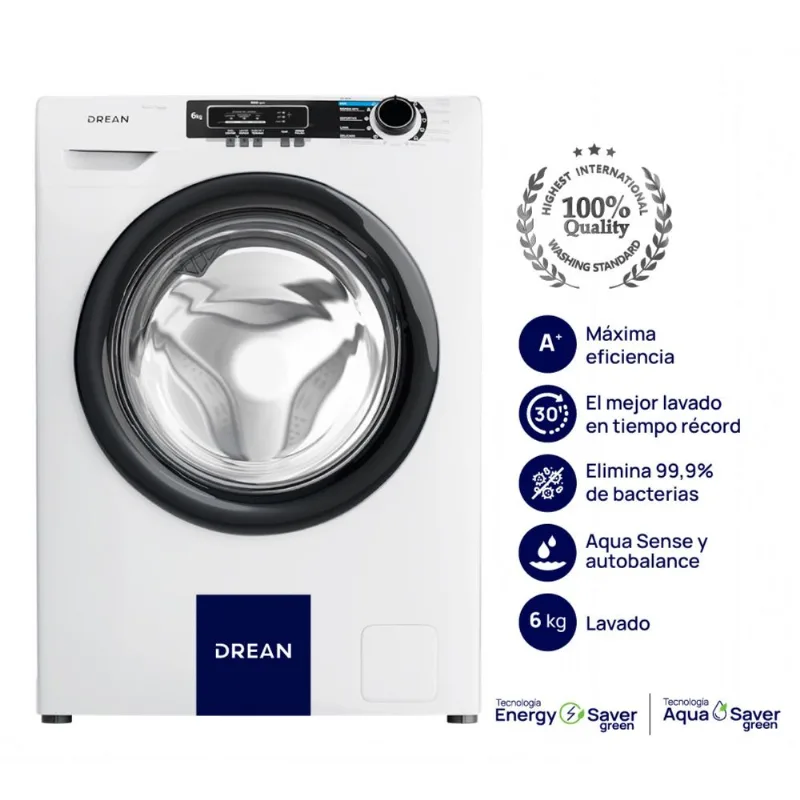 Lavarropas Carga Frontal 6 Kg Blanco Drean LFDR0608LB0