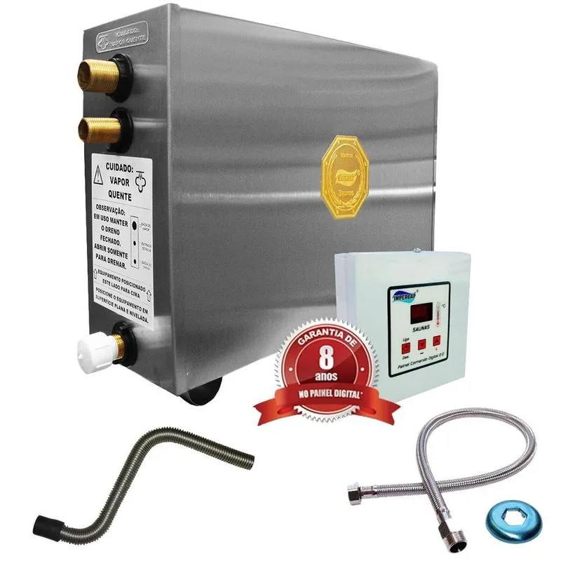 Sauna Vapor Impercap 12kw 220bi + Tubo Aço + Comando Digital