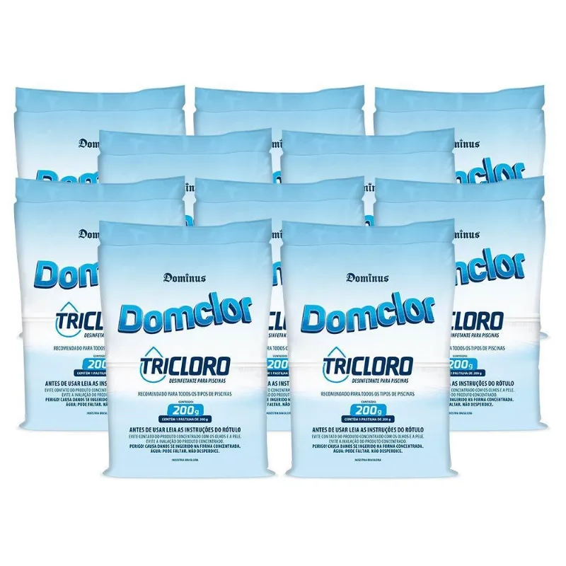 Kit 10 Pastilha Tablete Cloro Piscina Tricloro 200gr Domclor