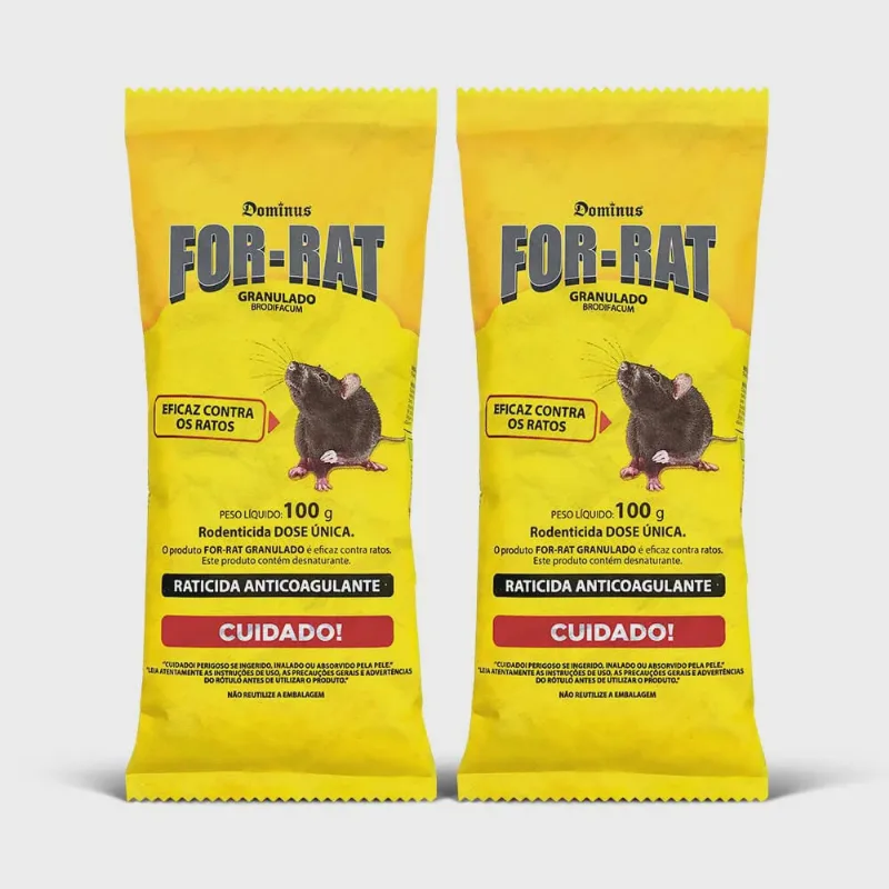 Raticida Isca Rato for-rat Granulado 2 Sachês de 100g (200g)
