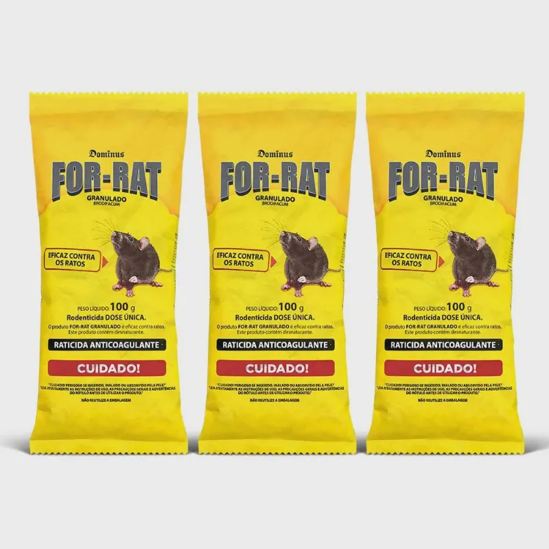 Raticida Isca Rato for-rat Granulado 3 Sachês de 100g (300g)