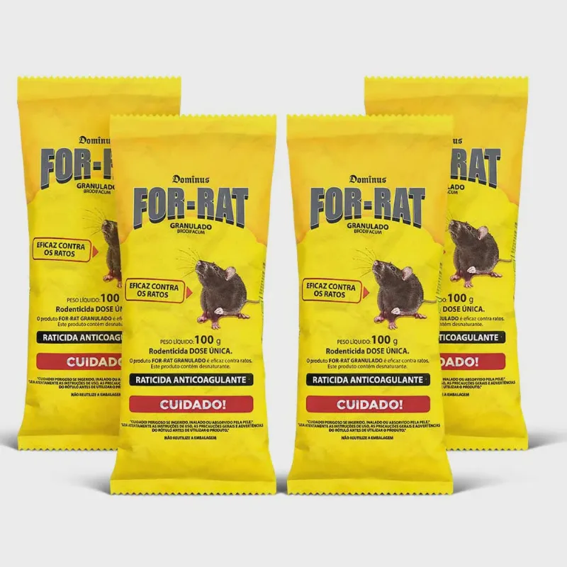 Raticida Isca Rato for-rat Granulado 4 Sachês de 100g (400g)