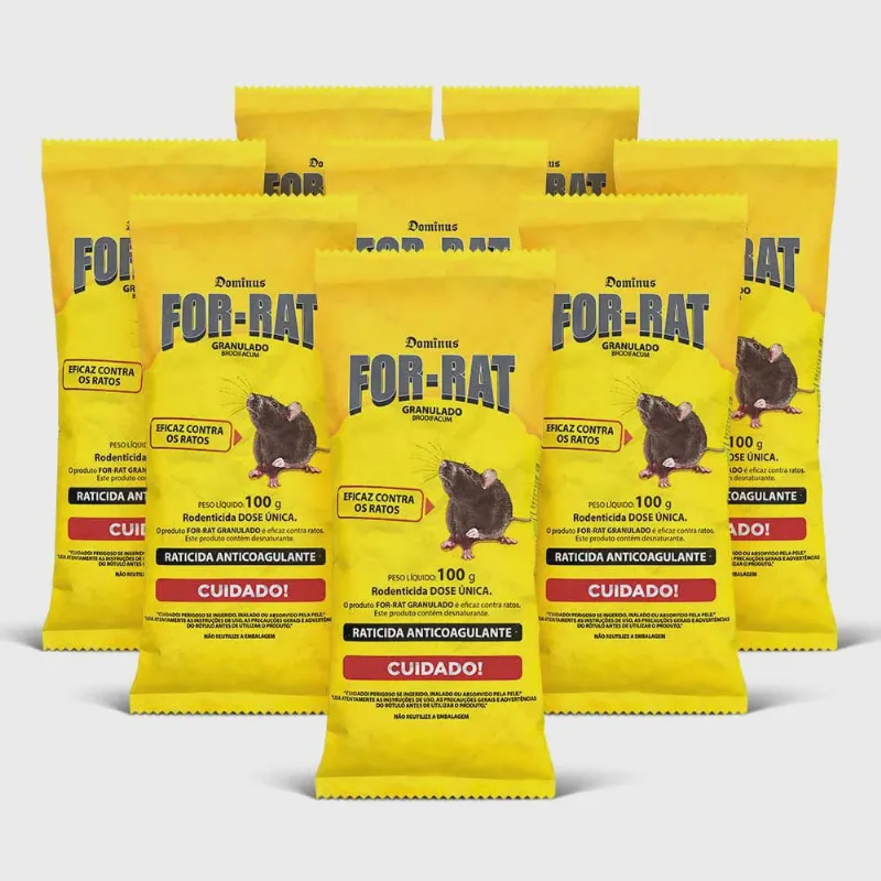 Raticida Isca Rato for-rat Granulado 8 Sachês de 100g (800g)