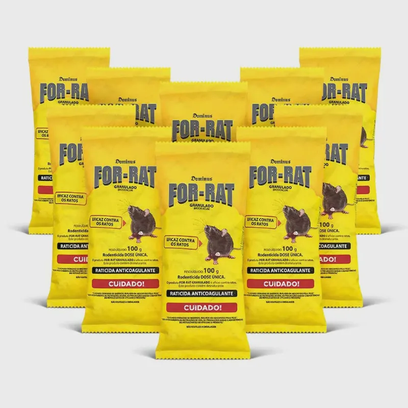Raticida Isca Rato for-rat Granulado 10 Sachês de 100g (1kg)