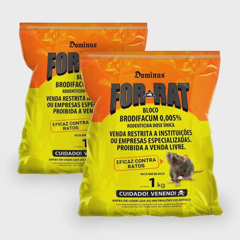 Raticida for-rat Eficaz Contra Ratos 100 Blocos de 20g (2kg)