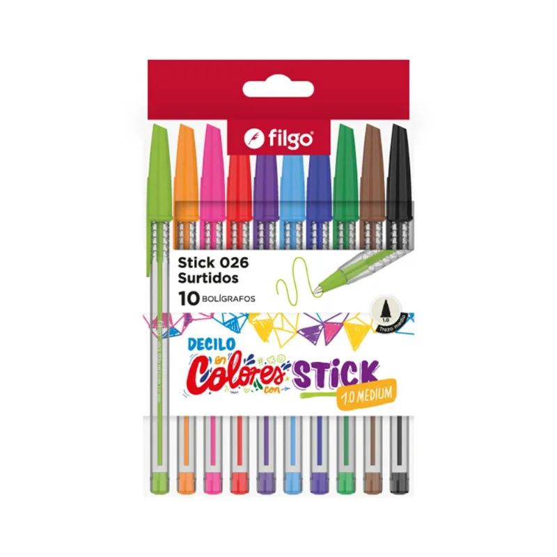 Bolígrafo Filgo stick x 10 uni