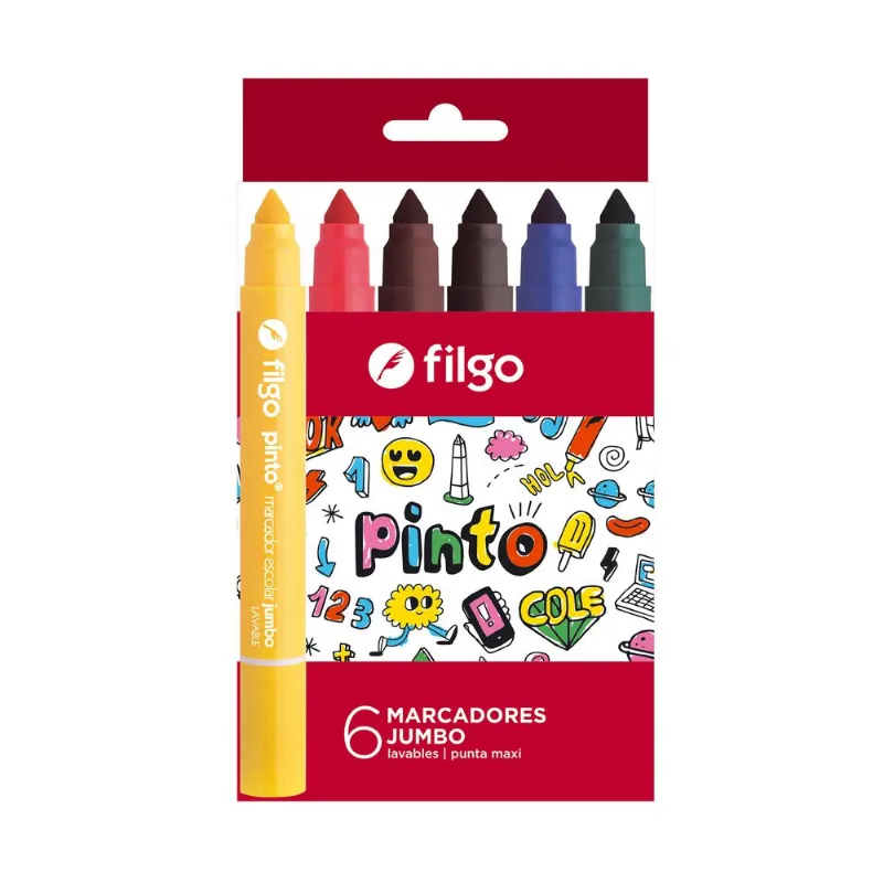 Marcador escolar Filgo pinto jumbo x 6 uni