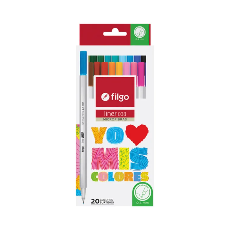 Microfibra Liner 038 0.4 Surtido Estuche 20 Un Filgo