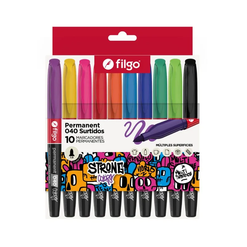 Marcador fino Filgo strong colors x 10 uni