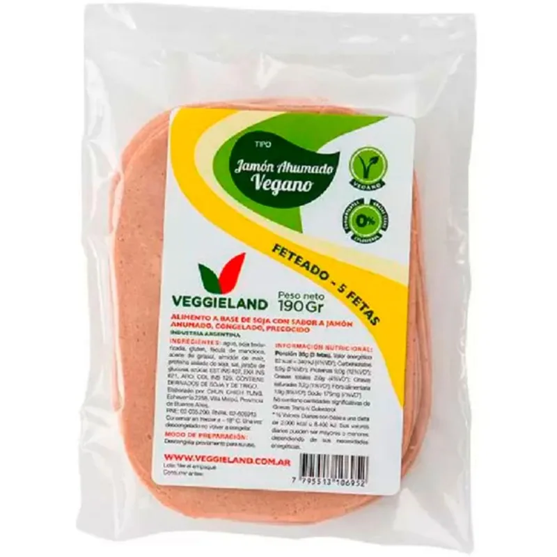 Jamón ahumado vegano Veggieland 190 grs