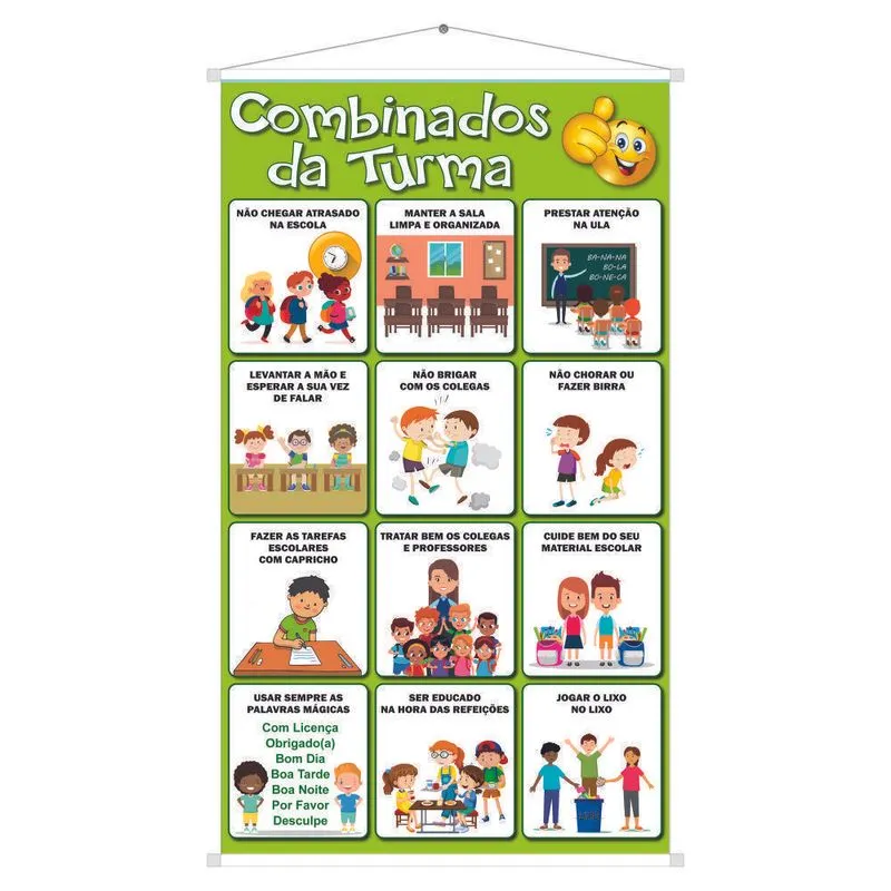 Banner Pedagógico Combinados Da Turma Escolar - Sala De Aula