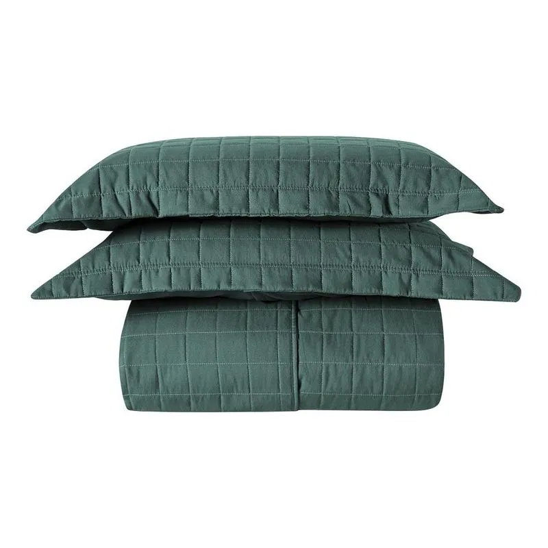 Kit Cobre Leito Colcha Ravena Queen 3 Peças Tecido Micropercal 300 Fios - Verde