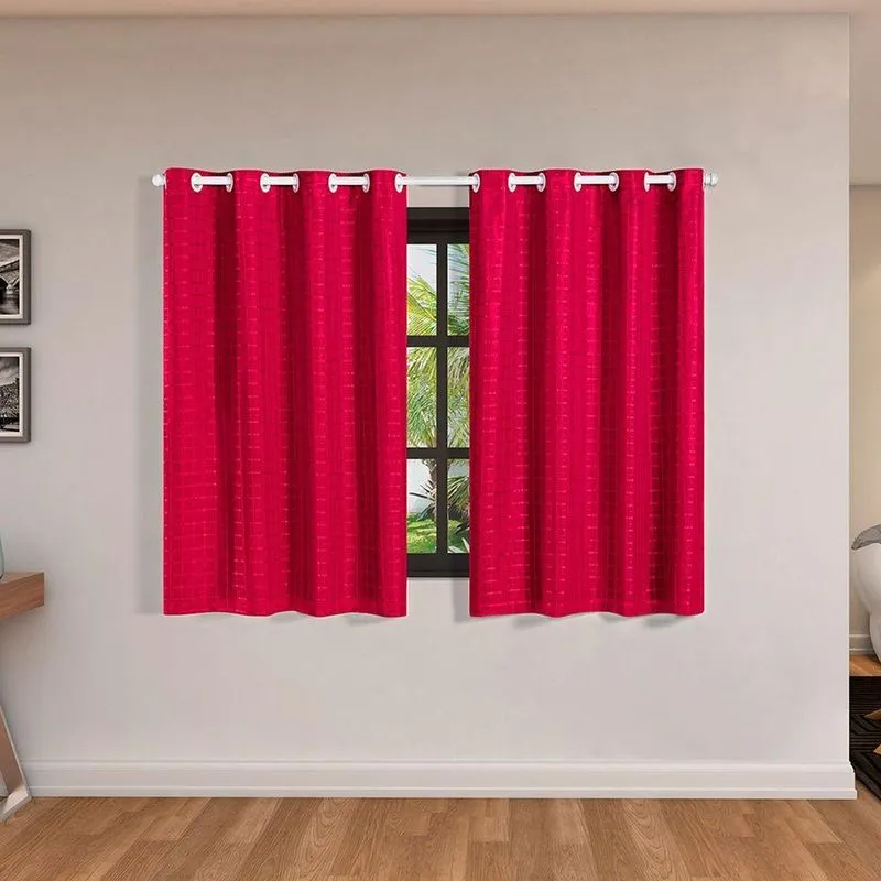 Cortina Blackout PVC com Voil Xadrez 2,00x1,40m Varão 1,5m Pink Clara Luz Decora
