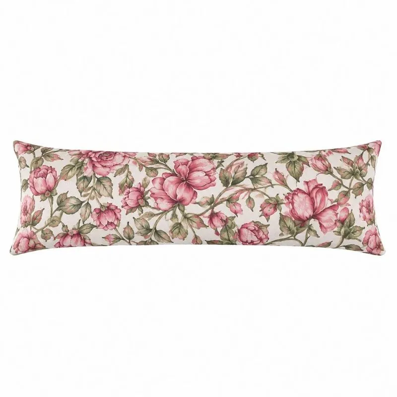 Capa De Travesseiro Xuxão com Zíper 1,40m x 40cm Estampado Malha 100% Algodão Jardim Rosê