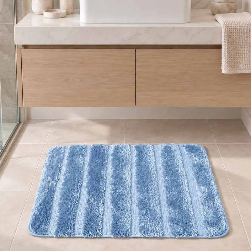 Tapete De Banheiro Piso Dublin 70x50cm 01 Peça Antiderrapante Macio Azul